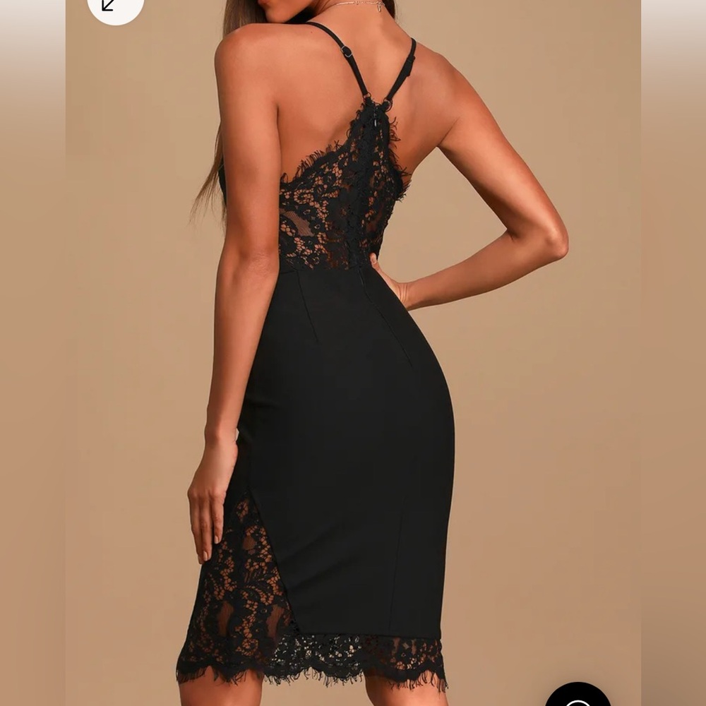 Lulus Only Want You Black Lace Bodycon Midi Dress